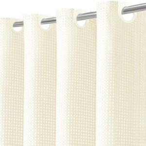Inhousolu No Hook Waffle Weave Shower Curtain with Removable Snap in Fabric Liner Set for Bathroom, 230 GSM Heavy Duty Weighted Hem, Water Repellent Washable Bath Curtains, 72 x 78 Inch, Ivory