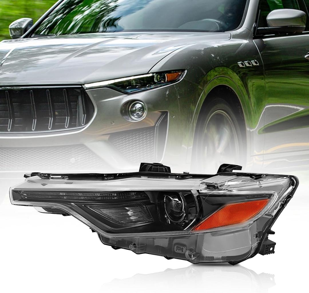 Headlight (NON-AFS) compatible with Maserati Levante M161 2017-2020 3.0L 3.8L Left Driver Side replacement for 670034642 Headlight Lamp Assembly with/Module