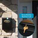 Architectural Mailboxes Designer Locking, Vertical Wall-Mounted Mailbox for Outside, Modern Metal Galvanized Steel Medium Mail Box with Lock and Key Drop Box, Black with Optional Mail Emblem