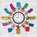 Really Good Stuff Helping Hands Around the Clock Colorful, Easy-to-Read Clock Hands for Classroom Time Concepts Teaching 4' by 8' Laminated Pieces