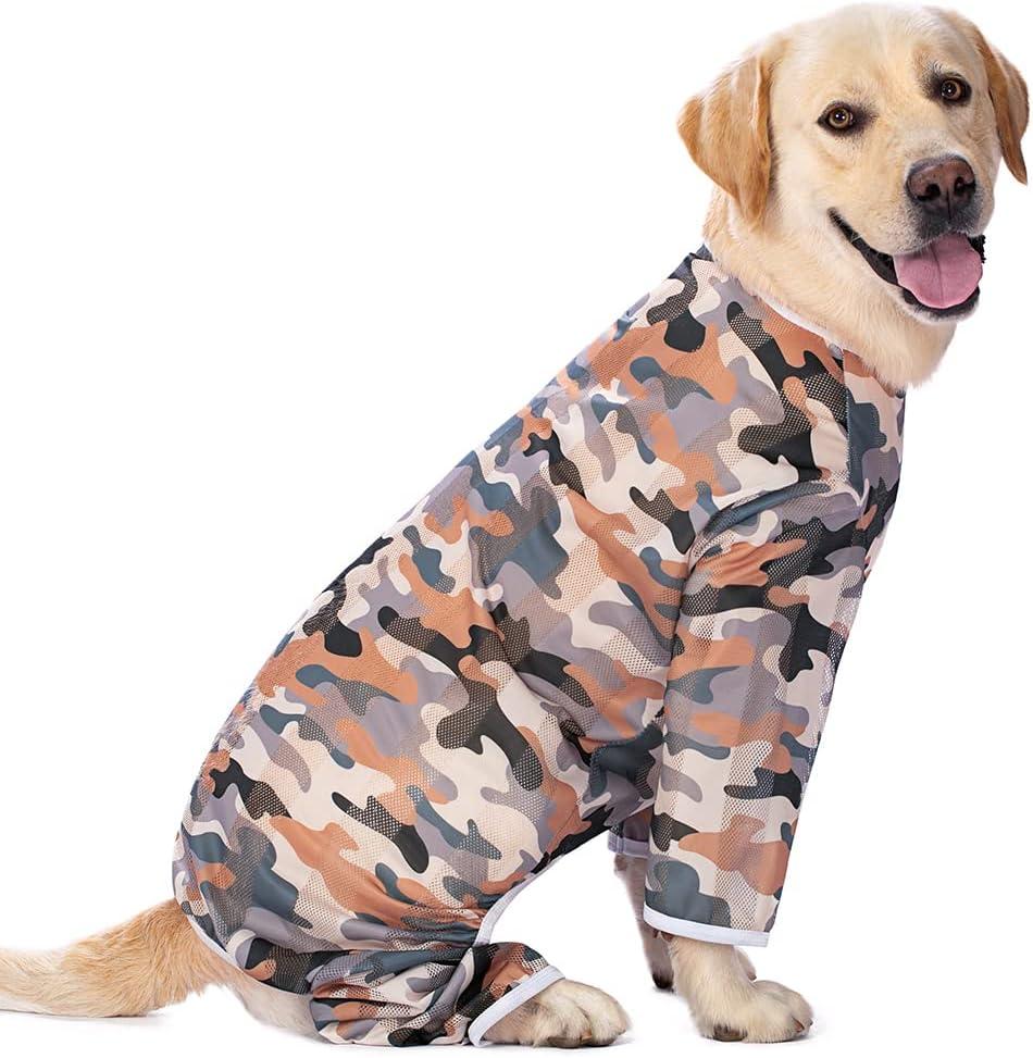 Dog Jumpsuit Prevent Shedding Hair Dog Onesie Surgery Recovery Suit Anti Licking Breathable Mesh Pet's Bodysuit, Pajamas for Big Dogs for Large After Surgery Summer(GTX02-green Camouflage-#36) (#36(82-99lb))