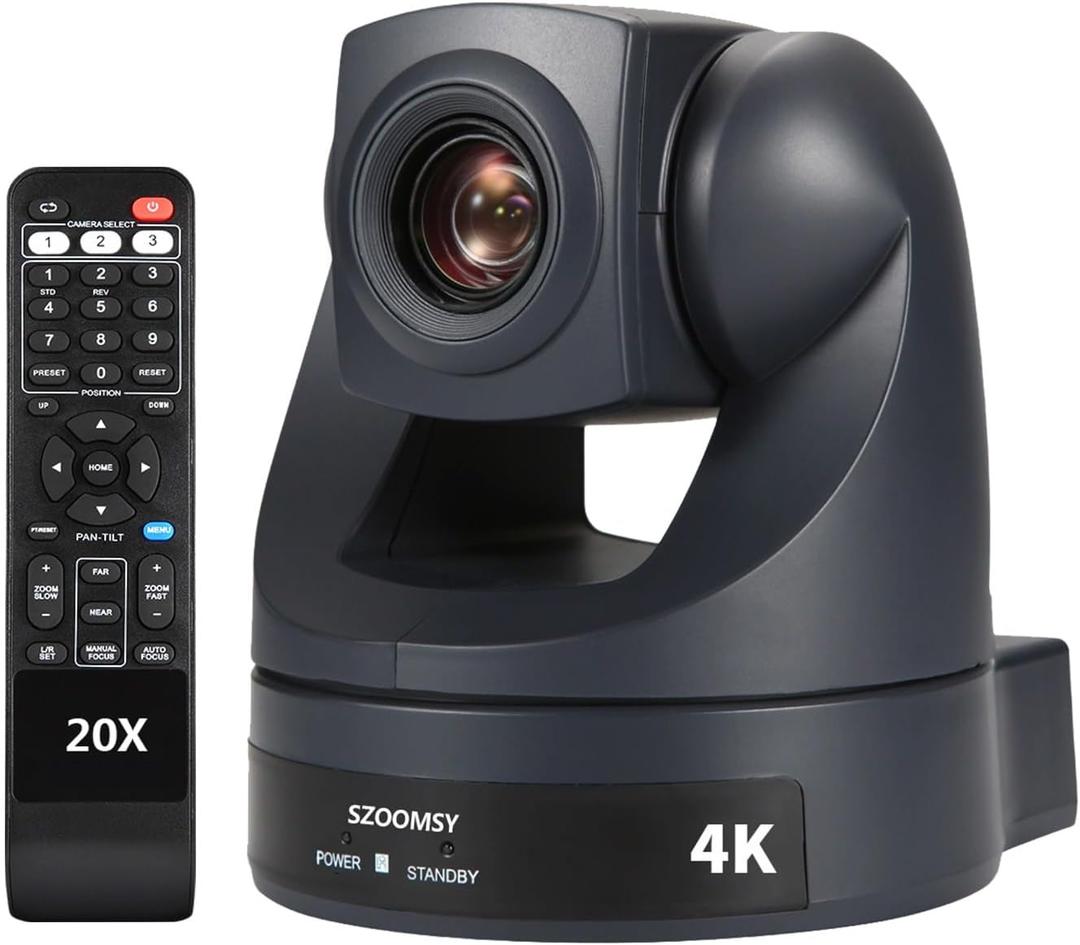 PTZ Camera 4K 20x Optical Zoom with HDMI USB Output Support 4K30fps Conference Room Webcam Suitable for PTZ Conference System Live Broadcast, Church Service, Webinar and Remote Meeting