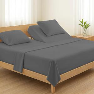 Carressa Linen Split King Sheets Sets for Adjustable Bed - 100% Egyptian Cotton 800 Thread Count Top Split King Sheet (5 PC, Dark Grey), Silky Soft Cooling Luxury Hotel Sheets, Fits Mattress Upto 18 (Graphite Gray)