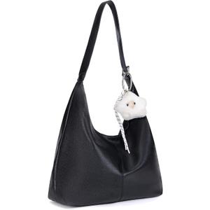 Large Hobo Bags for Women Slouchy Shoulder Tote - Vegan Leather Purse with Zipper, Foldable Crossbody Handbag for Work Travel