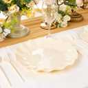 LIYH 20 Pcs 10 Inch Beige Plastic Plates Reusable - Unbreakable Plastic Scalloped Wavy Dinner Plates for Baby Shower Camping Party Outdoor Picnics Dishwasher Safe BPA Free