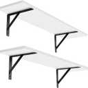 DINZI LVJ Long Wall Shelves, 24 Inch White Floating Shelves Set of 2, Easy-to-Install, Wall Storage Ledges with Sturdy Metal Brackets for Living Room, Bathroom, Bedroom, Kitchen, White