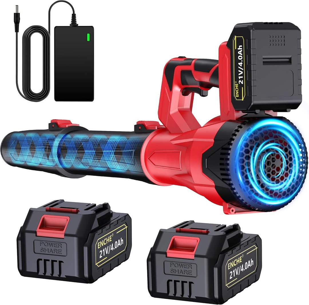 1500,000 RPM Cordless Leaf Blower - 21V Powerful Electric Handheld Leaf Blower with 24.0Ah Batteries &Fast Charger, 6 Speed,Lightweight for Yard,Deck,Lawn,Blowing Leaves,Patio,Dust,Snow Cleaning (Red)