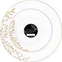 Pack Elegant Disposable Plastic Plates Combo Set Includes 32 Dinner Plate and 32 Salad Plates Heavy Duty Fancy Party Dishes & Gold Flower Design