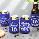 50th Birthday Can Cooler Sleeve Decorations, 12PCS 50th Party Favors for Men Women Blue & Silver Happy 50th Birthday Anniversary Party Supplies Decor Gift Beverage Cup Bottle Can Cover Personalized