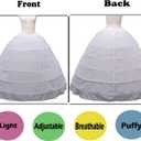 BBSET Women Crinoline Petticoat A-line 6 Hoop Skirt Slips Long Underskirt for Wedding Bridal Dress Ball Gown (White)