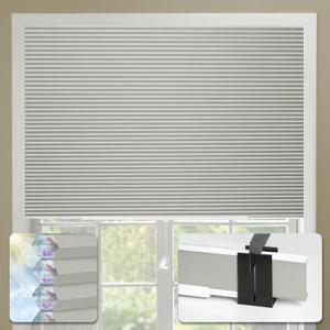 Cellular Shades No Tools No Drill Custom Honeycomb Blinds Blackout for Window Easy Cutting Telescopic Track Cellular Blind Tin Grey, 29" W(19"-29") x 64" H