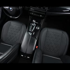 Luxury Leather Front Seat Cover, Non Slip All Inclusive with Storage Bag, Suitable for 95% Sedan, SUV, Truck, 2 Piece Black