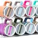 Design for Stanley 40 OZ & Large Bottles & Tumblers with Handle - Acrylic Water Bottle Organizer - Stackable Clear Wine Rack, Cup Holder for Home Kitchen Pantry Shelf Countertop Cabinet, 2 Tier Hold 8