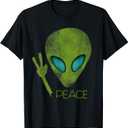 Alien Peace Cool Funny Cute UFO Lover Birthday Gift T-Shirt Small S