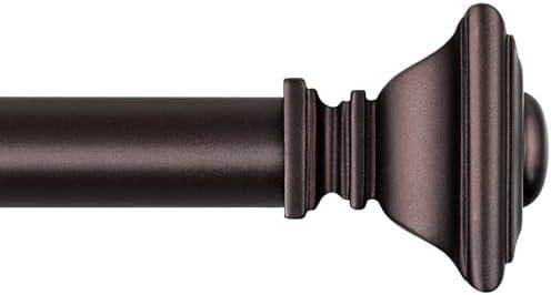 BRIOFOX Bronze Curtain Rods for Windows 66 to 120 Inch Heavy Duty Adjustable Length 1 Inch Diameter Window Curtain Rods for Indoor Ourdoors With Classic Square Finials