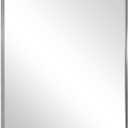 ANDY STAR Brushed Nickel Mirror for Bathroom, 22"x30" Silver Metal Frame Wall Mirror, Rectangular Stainless Steel Rounded Corner