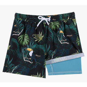 BRISIRA Boys Swim Trunks Bathing Suit Compression Boxer Brief Liner Swim Shorts Swimsuit Anti-Chafe Toddler Kids Youth Teen Blacktoucan , 4XL