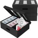 AOBOPLE CD Storage Boxes,3 Pack 3 Compartment Cardboard CD Case Storage,CD Case Holder with PVC Window Lid,Holds 90 CDs in Full Jewel Cases,180 CDs in Slim Cases,and 495 Discs in CD Sleeves (3 Pack)