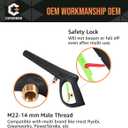 Pressure Washer Gun with Extension Wand & 5 Spray Nozzle Tips, M22-14mm & M22-15mm Fitting Replacement for Ryobi, Karcher, Powerstroke, Greenworks, and More Electric Power Washer