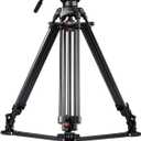RAUBAY 69" Fluid Head Video Camera Tripod, Heavy Duty Camera Stands for Canon Nikon Sony DSLR, Camcorder, Digital Cine with Ground Spreader, Aluminium Twin Leg, QR Plate, Max Load 17.6lbs (DV-2)