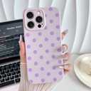 Skyseaco Compatible with iPhone 14 Pro Case Cute Polka Dot Phone Case Soft Slim TPU Shockproof Phone Cover Full Camera Protection for Women Girls - Purple