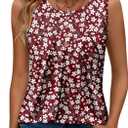 CRAZY GRID Women Summer Tank Tops Round Neck Sleeeveless Folded Front Tunic Casual Outfit 2025 Basic Loose Shirts (M)