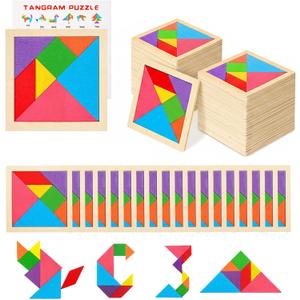 30 Pack Tangram Puzzle Wooden Kids Party Favors, Goodie Bags Stuffers for Kids, Return Gifts for Birthday Party, Classroom Prizes Rewards Bulk Gifts for Students