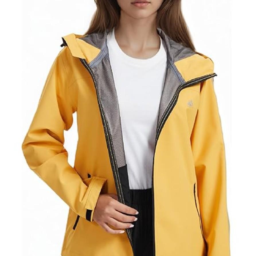 LAZAWG Rain Jacket Women Rain Coat with Hood Lightweight Breathable Waterproof Raincoat for Hiking Outdoor Travel XL