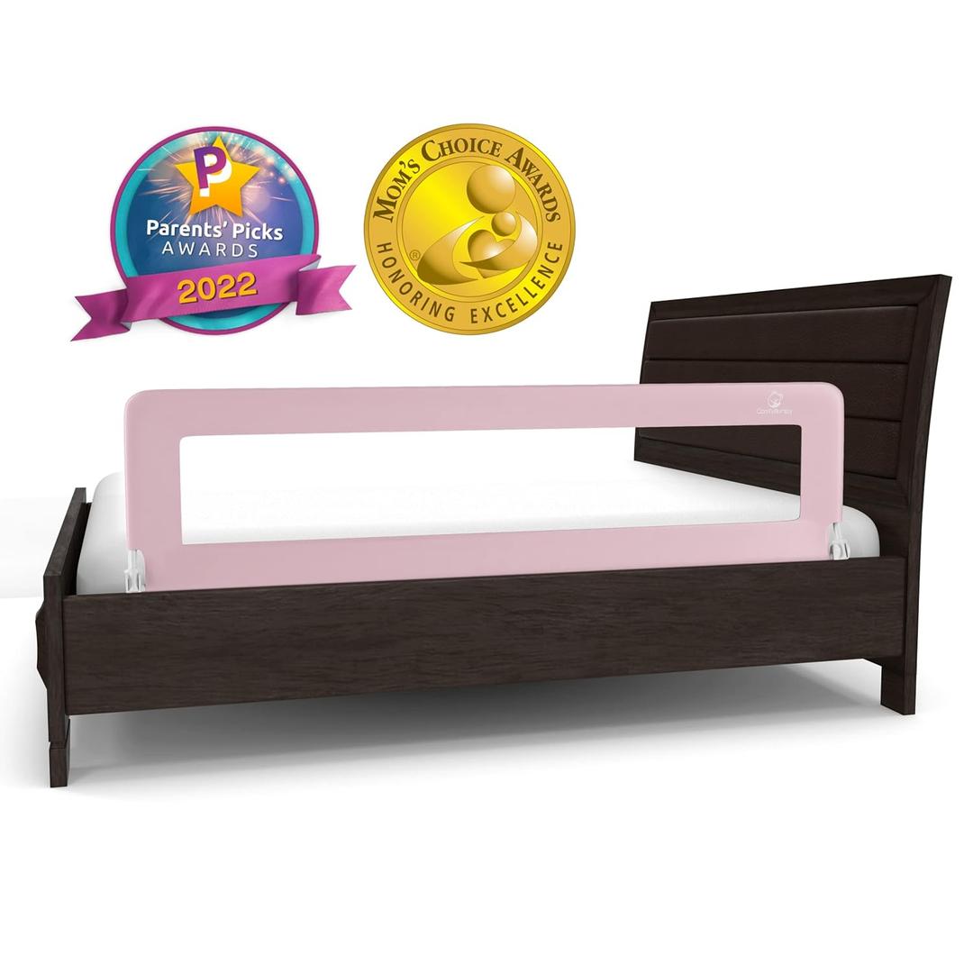 ComfyBumpy 1-Pack Bed Rail for Toddlers 55.5" L x 19.5" H | Toddler Bed Rails for Twin, Full, Queen & King Mattress Size | Swing Down Rail Guard | Mattress Side Rail for Kids | Pink