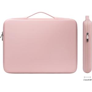 DOMISO Laptop Hard Case 15-16 inch Waterproof Shockproof Hard Shell Laptop Sleeve with Handle & Storage Pocket, Compatible with MacBook, HP, Dell,Pink