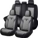 KSJH Car Seat Cover for Hyundai Elantra 2000-2025,Premium Nappa Leather Breathable Waterproof Sports Seat Cover,Easy to Install Automotive Seat Covers Full SetBlack & Gray