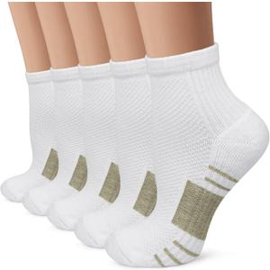 Iseasoo Copper Compression Socks for Men & Women Circulation-Ankle Plantar Fasciitis Socks Support for Athletic Running (Small-Medium, A02-5 White)