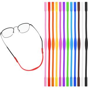 12 Pcs Elastic Sports Glasses Straps Anti-Slip Silicone Safety Toddlers Eyeglass Straps No Tail Eyewear Retainers Soft Adjustable Sunglass Cord Holder for Kids Men and Women