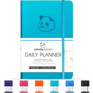 Panda Planner Classic A5 Daily Planner 2026  Undated Daily Monthly & Quarterly Planner with Hourly Schedule, To Do List, Goal Planner, Habit Tracker, Gratitude Journal & Productivity Organizer  Cyan Blue