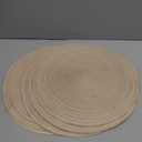 SHACOS Round Braided Placemats Set of 8 Cotton Fabric Round Table Mats Non Slip Washable 15 inch Round Place Mats (Beige, 8)