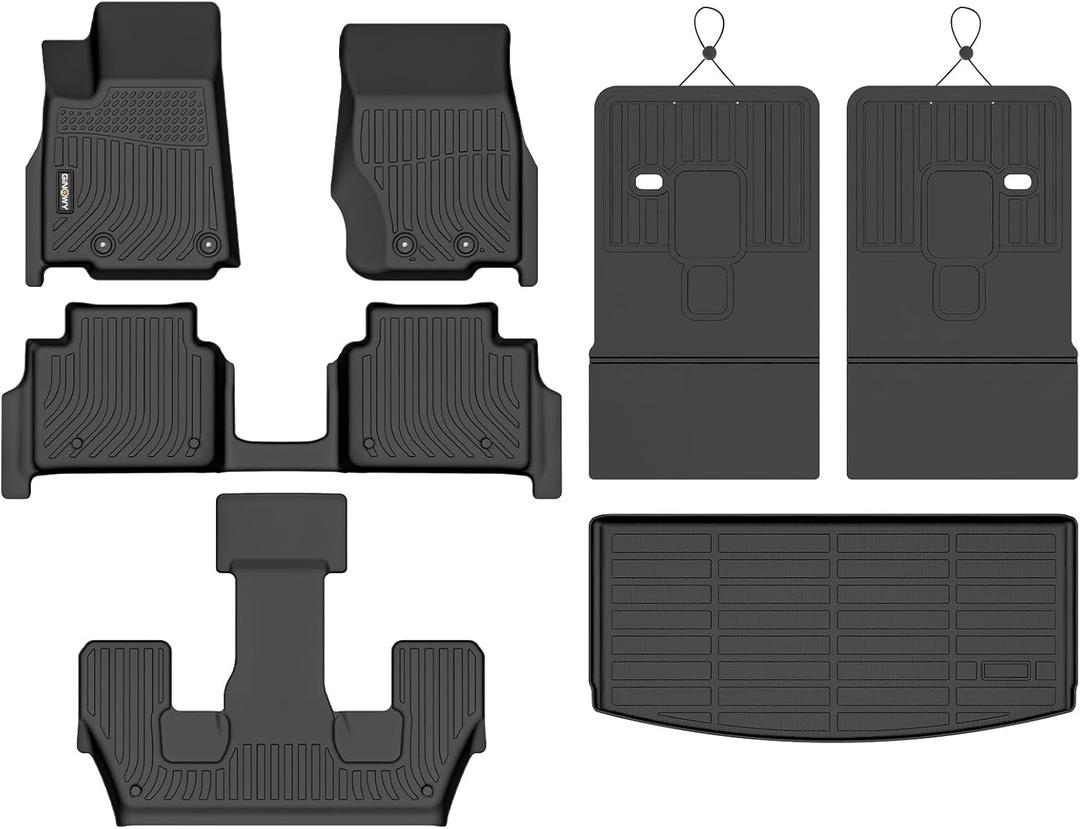 GINOWY-Floor Mats & Cargo Liner for Jeep Grand Cherokee L 2021-2025 (6 Seats Without Center Console), TPE All Weather Car Mats Rubber Mats Accessories for Grand Cherokee L Trunk Mat