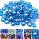 GasSaf Blue Fire Glass Beads for Outdoor Fire Pit, Fireplace, Replaces Existing Gas Logs & Lava Rocks, 3/4 Inch Glass(10 Pound)(Caribbean Blue Luster)