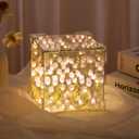 Tulip Night Light, Led Decorative Nights Lamp for Bedroom, Handmade DIY Magic Cube Tulips Flower Table Lamp and Mirror 2 in 1, 21 Flowers Mothers Day Gifts for Women and Girl (Purple-Pink Tulips)