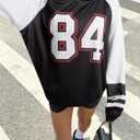 Oversized Jersey Shirts for Women Off Shoulder Tops Long Sleeve Y2K Jersey Clothes Loose Fit Graphic Tees (S)