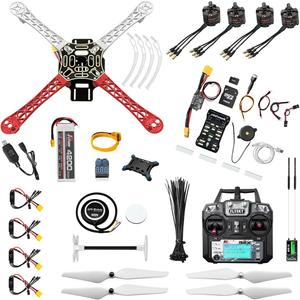 HAWK'S WORK F450 Drone Kit to build, DIY Quadcopter Set, Frame + Pixhawk + GPS + Power Module + ESC + Brushless Motor + Prop + Battery + RC Transmitter & Receiver + Accessory + Guild Book & Video (A)