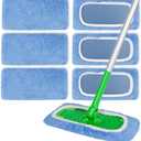 6 Pack Reusable Microfiber Mop Pads Compatible with Swiffer Sweeper Mop, Dry Sweeping Cloths & Wet Mopping Cloths, Washable Wet Pads Refill for Hardwood Surface Floor Cleaning