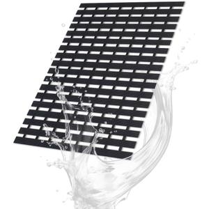 Bath Mat Non Slip Shower Mat Bathtub with Drain Holes and Heavy Duty Rubber No Suction Cups Sturdy Shower Stall Tub Mat for Bathroom, Shower Floor, Pool, SPA, (Black, 17"x26")