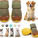 Dog Shoes for Small Dogs, Dog Boots & Paw Protectors for Hardwood Floors, Outdoor Dog Booties for Hot Pavement Winter Snow Hiking, Breathable Dog Shoes with Reflective Strips Army Green Size 3 (3 (width 1.77 inch) for 31-38 lbs)