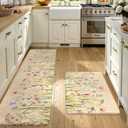 KIMODE Kitchen Anti Fatigue Mats, Farmhouse Flower Kitchen Rugs Sets of 2, Memory Foam Kitchen Mats for Floor, Waterproof Non Skid Standing Mats for Sink Laundry Office Desk Brown 20"x71"+20"x32"