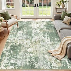 RELEANY Washable Area Rugs 6'x9' Non-Slip Modern Abstract Soft for Living Room Entryway Bedroom Nursery, Print Pattern, Light Green/Yellow