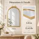Large Arched Gold Bow Mirror, 36"x24" Vintage Arch Metal Frame Mirror