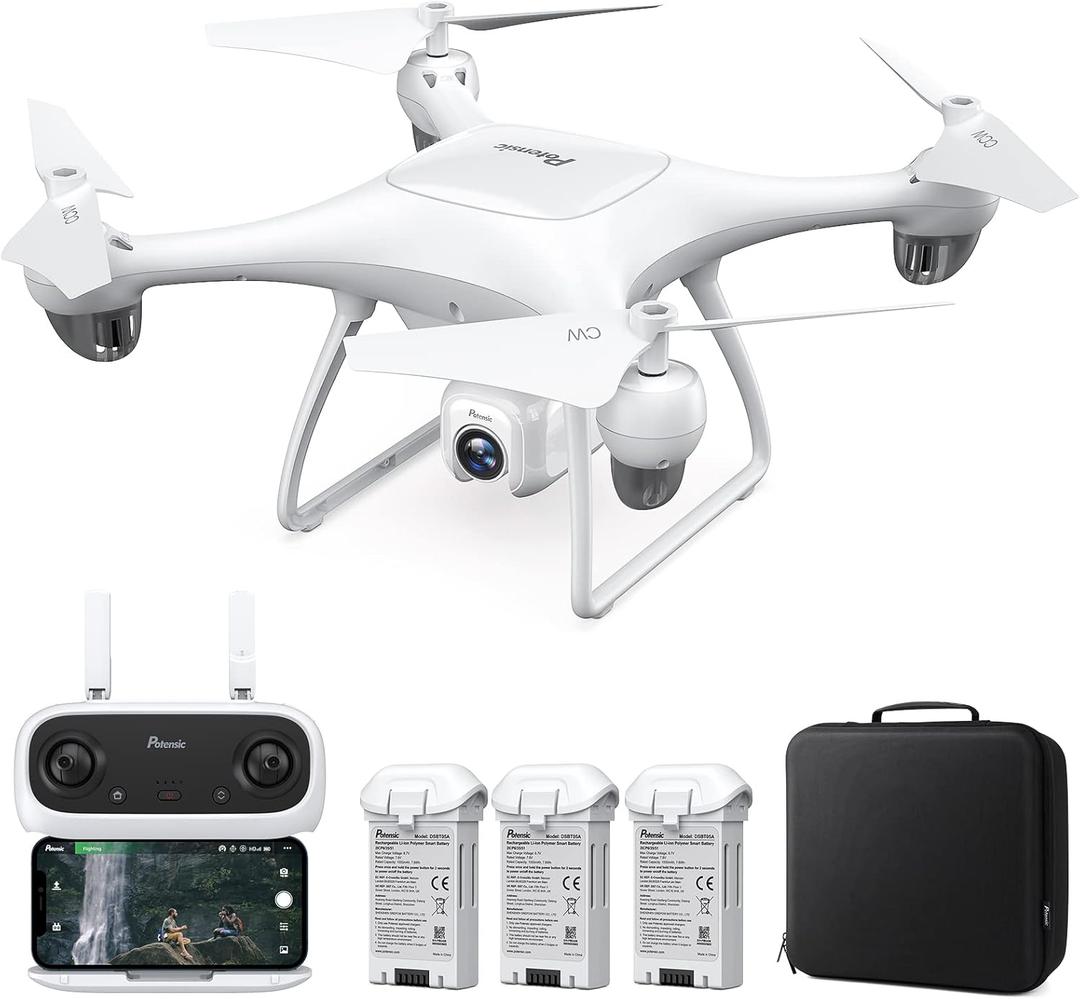 Potensic 4K Drone with Camera for Adults [Sony 12MP UHD Lens] GPS Stable Hovering for Beginners, Less Than 250g, 984ft 5G WiFi Transmission, FPV Aerial Photography, 3 Batteries, Backpack