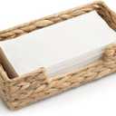 CLAYNIX Rattan Napkin Holders for Table, Napkins Holder For Paper Napkins, Kitchen Luncheon Paper on Boho Dining Countertop - Rectangle (Yellow)