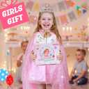 Meland Princess Dress up Clothes for Girl, Princess Cape with Kid Crown Toys, Birthday Gifts for Toddler Girls 3,4,5,6,7,8 (Pink)
