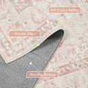 LIVEBOX Washable Living Room Rug 8x10, Soft Boho Pink Area Rug for Bedroom, Non-Slip Vintage Floral Rug, Ultra-Thin Non-Shedding Large Carpet for Dining Room, Nursery, Home Office, Light Pink